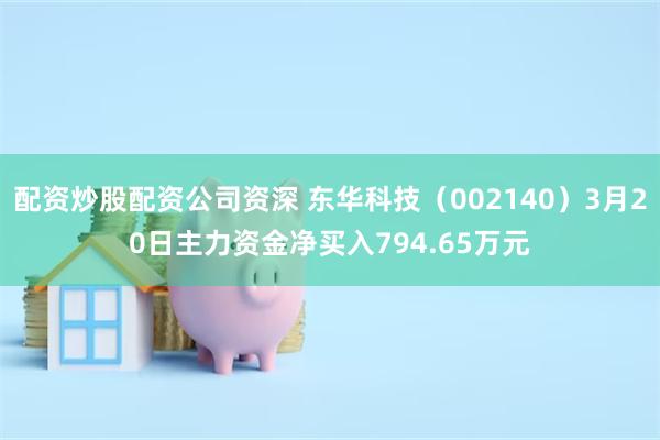 配资炒股配资公司资深 东华科技（002140）3月20日主力资金净买入794.65万元
